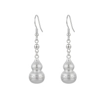 wholesale 925 Sterling Silver  Gourd-Shaped Dangle Earrings with Intricate Engraved Patterns-undefined