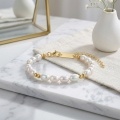 wholesale 925 Sterling Silver Elegant Freshwater Pearl Bracelet With Shimmering Metallic Accents And Adjustable Link Chain-0-3