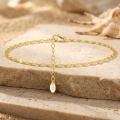 wholesale 925 Sterling Silver Gold Chain Ankle Bracelet with Engraved S Charm Pendant-0-3