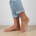 wholesale 925 Sterling Silver Double Chain Sterling  Anklet With Circular Charms And Heart Tag-0-3
