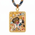 wholesale 24K Exquisite Cloisonné Pendant Featuring a Mythical Mask and Celestial Maiden Motif-0-0