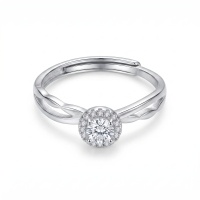 wholesale 925 Sterling Silver Round Cubic Zirconia Halo Adjustable Twist Band Ring For Women-undefined