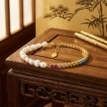 wholesale 925 Sterling Silver Elegant Pearl And Rainbow Multi-color Stone S925 Sterling Silver Link Bracelet-0-2