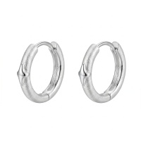 wholesale 925 Sterling Silver Textured Star Accent Hoop Earrings For Women-undefined