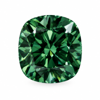 Dark Green Cushion-shaped Moissanite-Stone carat: 1; Stone size: 5.5 x 5.5 cm