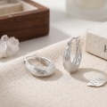 wholesale 925 Sterling Silver Textured Wave Oval Hoop Earrings For Women-0-1
