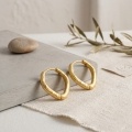 wholesale 925 Sterling Silver Elegant Organic Textured Metallic Hoop Earring with Sculptural Silhouette-0-1