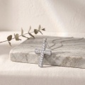 wholesale 925 Sterling Silver Moissanite Cross Pendant Necklace With Chain For Women-0-3