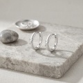 wholesale 925 Sterling Silver  Textured Hoop Earring with Turquoise Accent-0-3