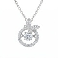 wholesale 925 Sterling Silver Moissanite Butterfly Round Halo Pendant Necklace For Women-0-0