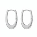 wholesale 925 Sterling Silver Oval Hoop Earrings Polished Hinged Huggie Earrings For Women-0-0