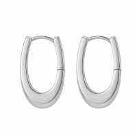 wholesale 925 Sterling Silver Oval Hoop Earrings Polished Hinged Huggie Earrings For Women-undefined