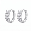 wholesale 925 Sterling Silver Marquise Cz Leaf Hoop Earring In Sterling -0-0