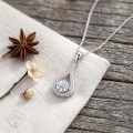 wholesale 925 Sterling Silver Elegant Teardrop CZ Pendant Necklace with Sparkling Accents-0-2