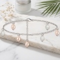 wholesale 925 Sterling Silver Elegant Pearl Charm Anklet with Double Chain Design-0-2