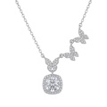 wholesale 925 Sterling Silver Butterfly Cushion Cut Moissanite Halo Pendant Necklace For Women-0-0