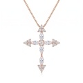 wholesale 925 Sterling Silver Moissanite Cross Pendant Necklace With Chain For Women-0-1