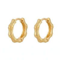 wholesale 925 Sterling Silver Textured Bamboo Design Huggie Hoop Earring with Matte Finish-undefined