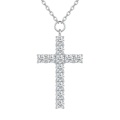 wholesale 925 Sterling Silver Moissanite Cross Pendant Necklace With Chain For Women-0-0