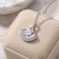 wholesale 925 Sterling Silver Moissanite Fan Shaped Pendant Necklace With Chain For Women-0-4