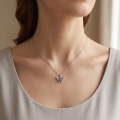 wholesale 925 Sterling Silver Purple Moissanite Butterfly Pendant Necklace For Women-0-2