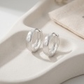 wholesale 925 Sterling Silver Hoop Earrings Textured Brushed Finish Wide Huggie Hoops For Women-0-1