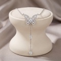 wholesale 925 Sterling Silver Moissanite Butterfly Lariat Drop Necklace For Women-0-3