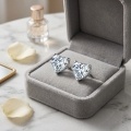 wholesale 925 Sterling Silver Elegant Heart-shaped Cz Stud Earrings In White Gold-0-2