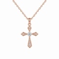 wholesale 925 Sterling Silver Rose Gold Plated Moissanite Cross Pendant Necklace With Chain-0-0