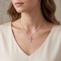 wholesale 925 Sterling Silver Moissanite Cross Pendant Necklace With Chain For Women-0-9