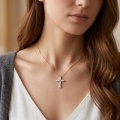 wholesale 925 Sterling Silver Moissanite Cross Pendant Necklace For Women Men-0-8