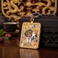 wholesale 24K Exquisite Cloisonné Pendant Featuring a Mythical Mask and Celestial Maiden Motif-0-1