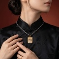 wholesale 24K Exquisite Cloisonné Pendant Featuring a Mythical Mask and Celestial Maiden Motif-0-3