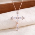 wholesale 925 Sterling Silver Moissanite Cross Pendant Necklace With Chain For Women-0-0