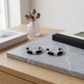 wholesale 925 Sterling Silver **Stylish Modern Hoop Earrings with Black Beads and  Accents**-0-1