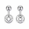 wholesale 925 Sterling Silver  Geometric Sphere Barbell Earrings-0-0