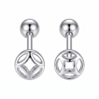wholesale 925 Sterling Silver  Geometric Sphere Barbell Earrings-undefined