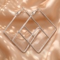 wholesale 925 Sterling Silver  Square Hoop Earring with Nested Design-0-1