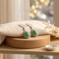 wholesale 925 Sterling Silver Elegant  Jade Oval Earring with Greek Key Border-0-2