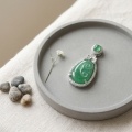 wholesale 925 Sterling Silver Emerald Green Jade Pendant With Cz Accents-0-2