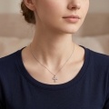 wholesale 925 Sterling Silver Moissanite Cross Pendant Necklace With Chain For Women Men-0-4