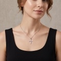 wholesale 925 Sterling Silver Rose Gold Plated Moissanite Cross Pendant Necklace With Chain-0-5