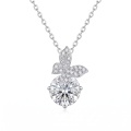 wholesale 925 Sterling Silver Butterfly Moissanite Solitaire Pendant Necklace For Women-0-0