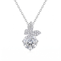 wholesale 925 Sterling Silver Butterfly Moissanite Solitaire Pendant Necklace For Women-