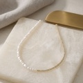 wholesale 925 Sterling Silver Gold Plated Half Freshwater Pearl Half Cubic Zirconia Necklace For Women-0-2