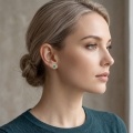 wholesale 925 Sterling Silver Elegant Green Jadeite Flower Stud Earring in Sterling Silver with Shimmering Accents-0-4
