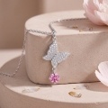 wholesale 925 Sterling Silver Butterfly Pendant Necklace With Pink Moissanite Drop For Women-0-3