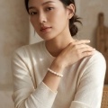 wholesale 925 Sterling Silver Elegant White Freshwater Pearl Bracelet with Adjustable S925 Metal Chain and Secure Clasp for Women-0-3