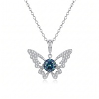 wholesale S925 Sterling Silver Butterfly Pendant Champagne-colored Luster Sparkling Embellishments - Moissanite - Jewelryodm-