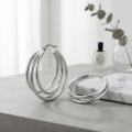 wholesale 925 Sterling Silver Triple Layer Hoop Earrings For Women Polished Finish-0-2